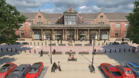 Stoke-on-Trent City Council An artist's impression of how the new station approach will look