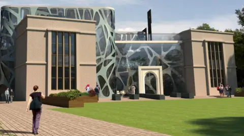Newcastle Central Mosque An artist's image of the finish mosque with lawns and space outside