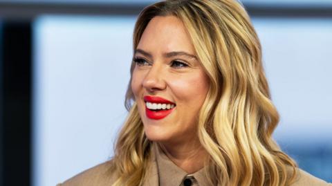 Scarlett Johansson smiling on US TV