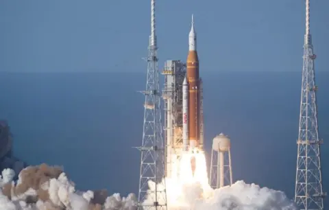 NASA A rocket taking off 
