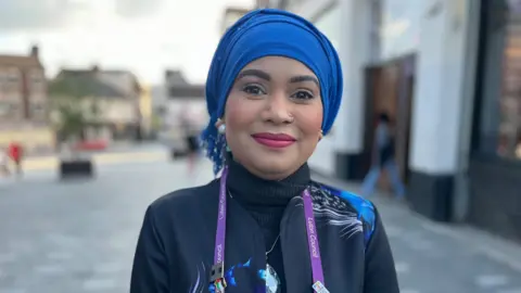 BBC/Nicola Haseler Fatima Begum in a blue jacket 