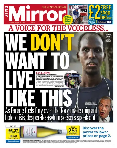 "We dont want to live like this" reads the headline on the front page of the Daily Mirror.