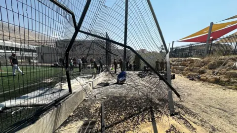 Damage at the football pitch in Golan Heights 