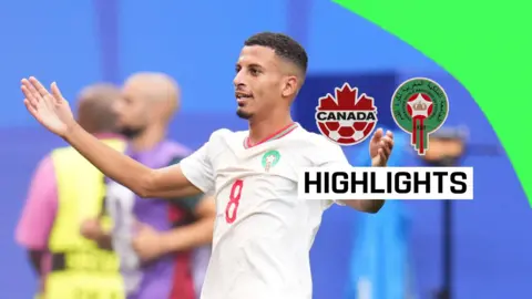 Azzedine Ounahi with his arms wide apart to celebrate scoring for Morocco vs Canada in the 2026 World Cup