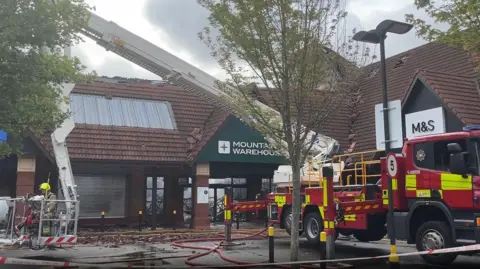 BBC Fire operation at Thurmaston Shopping Centre