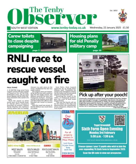 Tenby Observer Front page of the Tenby Observer