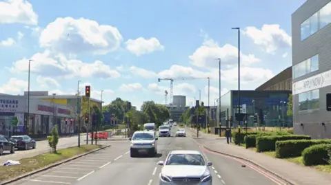 General view of a crossroads on Dartmouth Middleway in Birmingham
