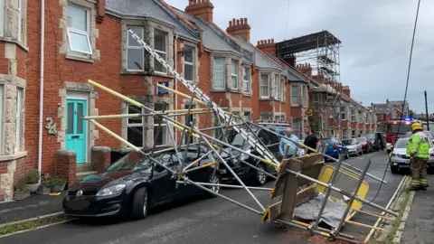 Two people rescued in Swanage after scaffolding collapsed