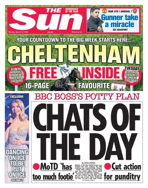 Front page of the Sun for Monday 10 March 2025. 