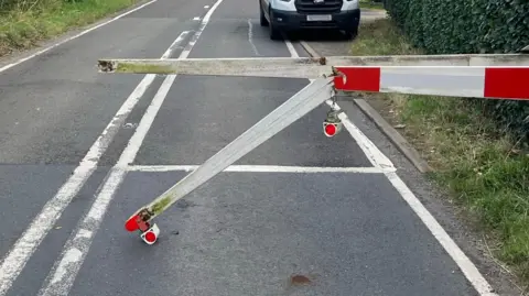 Network Rail A picture showing the damage to the barrier