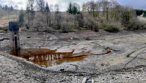 Clydach reservoir drained of water