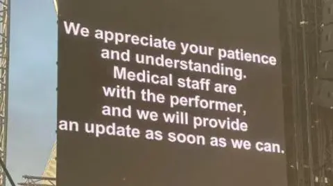  We appreciate your understanding. Medical staff are with the performer, and we will provide an update as soon as we can.