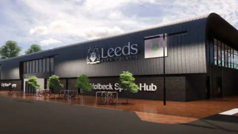Leeds City Council A design image of the sports hub in Holbeck, Leeds