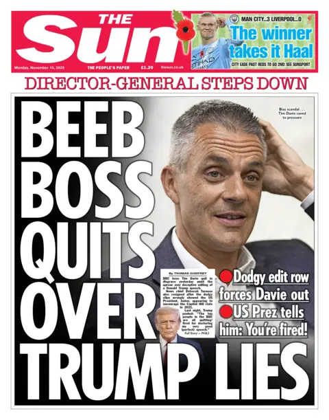  "Beeb boss quits over Trump lies".
