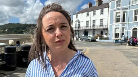 Ynys Mon MP Llinos Medi, near the crash scene, looking into the camera