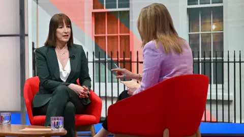 Rachel Reeves being interviewed by the BBC's Laura Kuenssberg