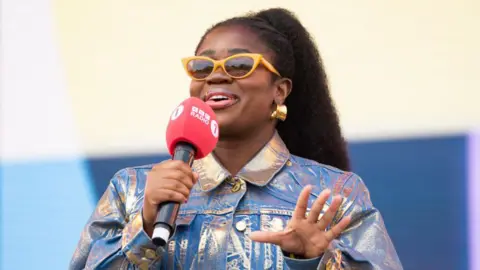 Getty Images Clara Amfo hosts the next act at the Radio 1 Future Sounds Stage at BBC Radio 1's Big Weekend 2023 at Camperdown Wildlife Centre on May 28, 2023 in Dundee, Scotland. 