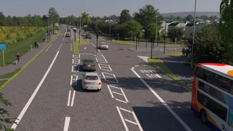 Oxfordshire County Council An artist's impression of the junction to connect the A40 with the park and ride.