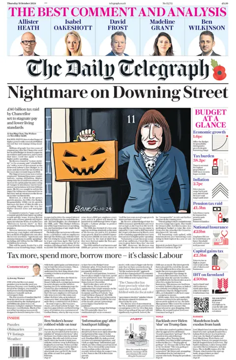 The headline in the Times reads: "Nightmare on Downing Street". 