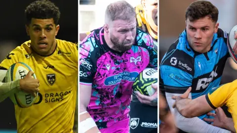 L-R: Rio Dyer, Ross Moriarty and Mason Grady in action for their regions