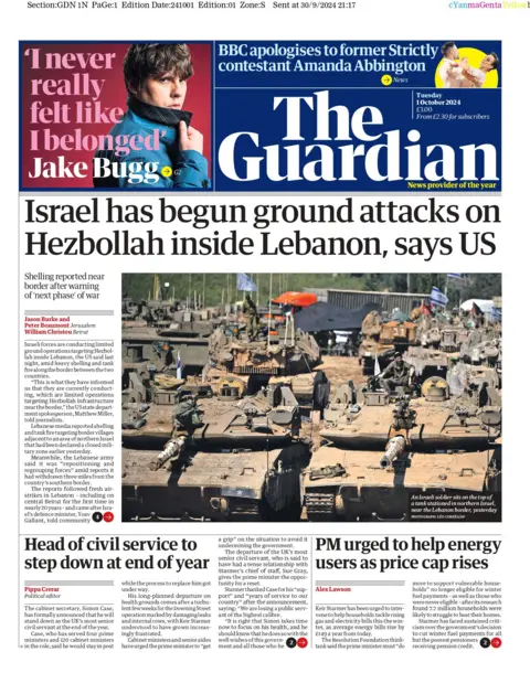 The Guardian front page for 1 October