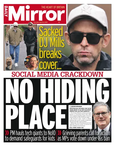 No hiding place," reads the headline on the front page of the Daily Mirror.