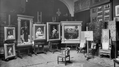 Getty Images Lord Frederic Leighton's studio, Leighton House, 12 Holland Park Road, London, 1895. Interior view showing recently completed works including 'Flaming June' and 'The Maid with the Golden Hair'. (Photo by English Heritage/Heritage Images/Getty Images)