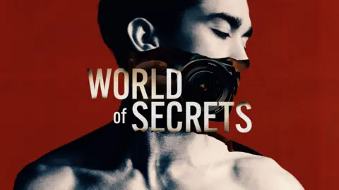 World of Secrets logo shows a man's face mashed up with a picture of a camera and the title of the series superimposed 