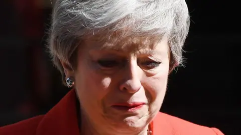 Getty Prime Minister Theresa May announces she will resign outside 10 Downing Street on 24 May 2019 