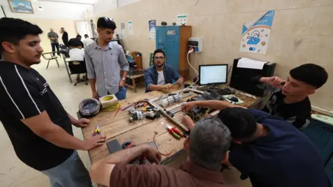 EPA File photo showing students working at Unrwa's Qalandia Training Centre, in the occupied West Bank (24 August 2026)