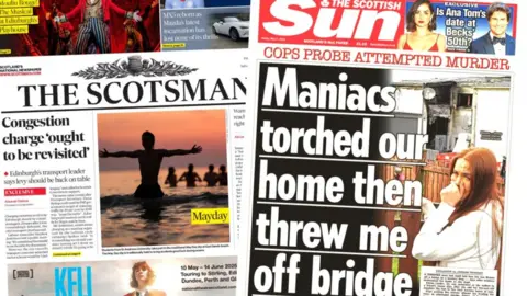 Front pages of The Scotsman and Scottish Sun