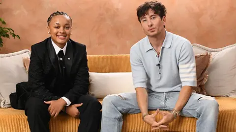 Getty Images Nykiya Adams and Barry Keoghan at the Variety TIFF Studio during the Toronto International Film Festival 2024 on September 7, 2024 in Toronto, Canada