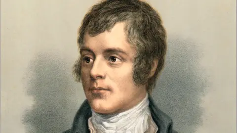 Getty Images A portrait painting of Robert Burns. It is in muted colours.