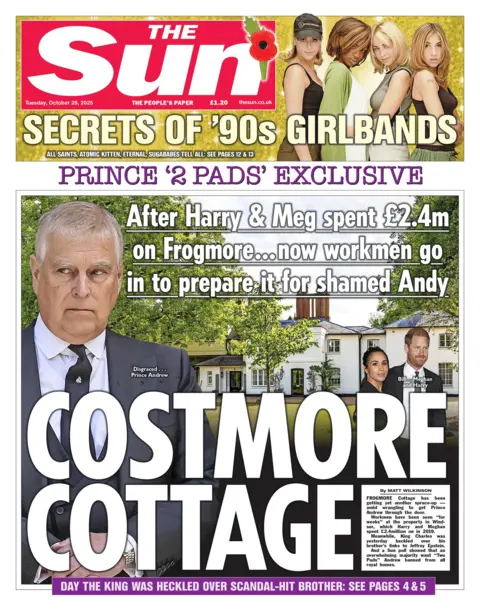 "Costmore cottage" reads the headline on the front page of The Sun.
