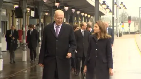 Transport secretary Chris Grayling at Ely station 