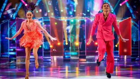 Amber Davies and Nikita Kuzmin during the live show on BBC1's Strictly Come Dancing