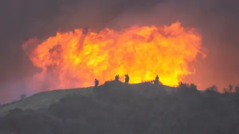 Reuters Firefighters battle the Palisades fire on 11 January 2025