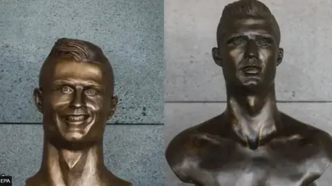 EPA Two statues of Ronaldo side by side