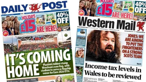 Front pages of the Daily Post and Western Mail