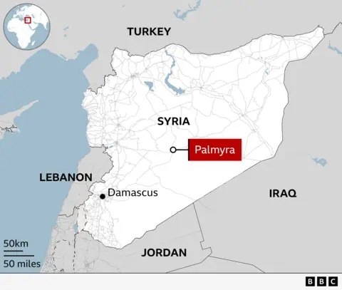 Map of Syria with Palmyra highlighted