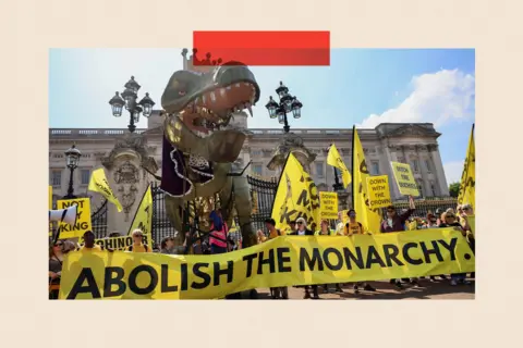 Reuters People from anti-monarchy group Republic rally outside Buckingham Palace calling for the monarchy to be abolished