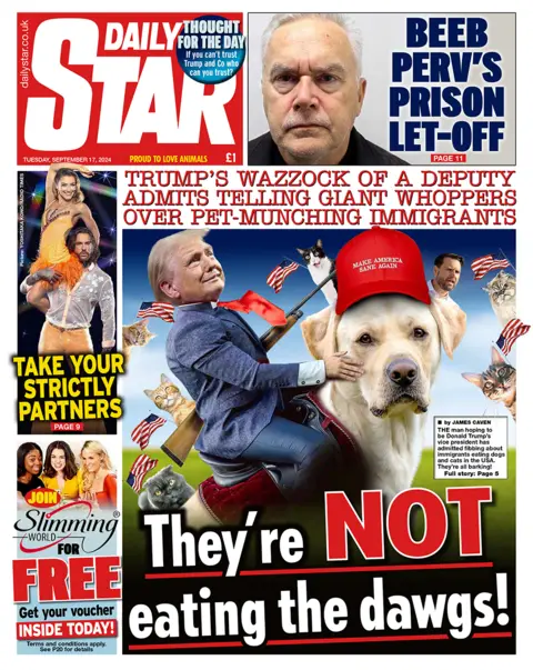 Daily Star header  reads "they're not eating the dawgs"