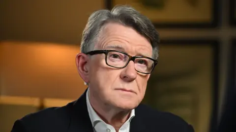 Lord Mandelson during an interview on Sunday with Laura Kuenssberg.