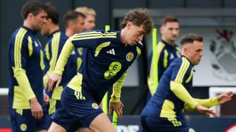 Jack Hendry in training with Scotland
