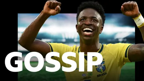 Vinicius Jr celebrates while playing for Brazil