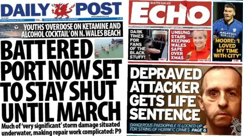 Daily Post and South Wales Echo front pages