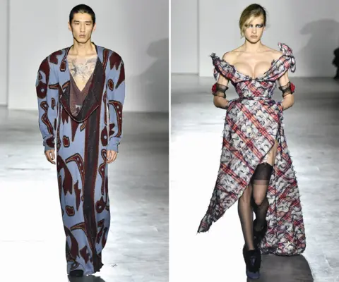 Aurore Marechal/Getty Images A model walks the runway during the Vivienne Westwood Womenswear Fall/Winter 2026-2027 show as part of Paris Fashion Week on March 07, 2026 in Paris, France. 