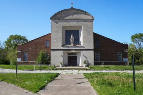 Reuters View of St. Mary of the Assumption Parish, where Pope Leo XIV, Robert Prevost of the United States, used to attend while growing up, in Chicago, Illinois, U.S., May 8, 2025.