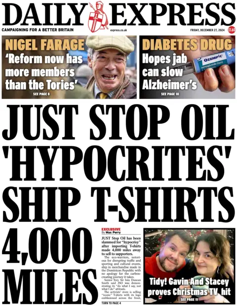 Daily Express: Fury as Just Stop Oil 'munafik' mencambuk kaos senilai £20 yang dikirim dari jarak 4.000 mil