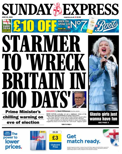 The headline in the Express reads: "Starmer to 'wreck Britain in 100 days'